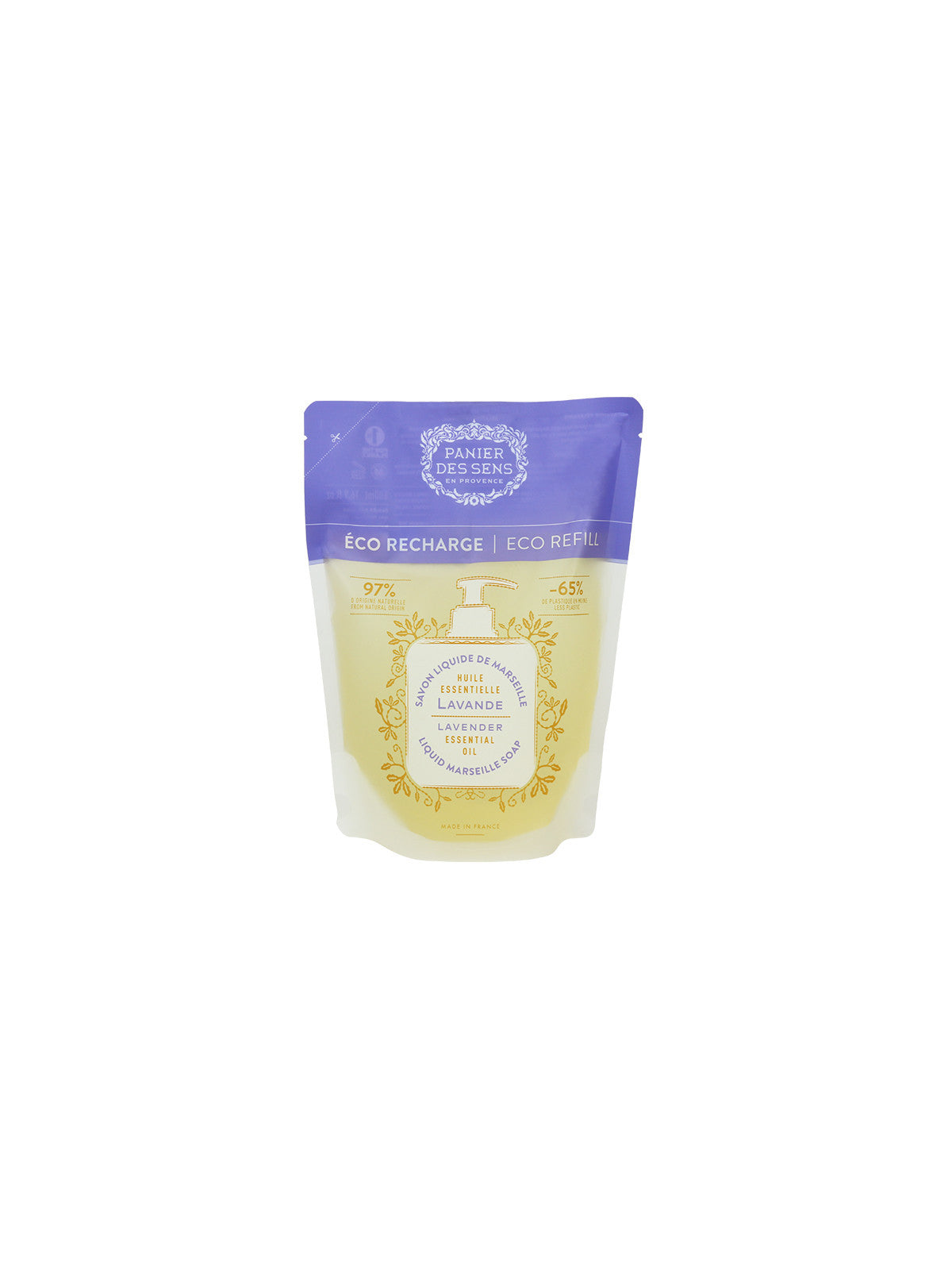 PANIER DES SENS Öko-Nachfüllpackung Marseiller Flüssigseife entspannender Lavendel 500ml (vegan)