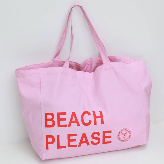 Strandtasche aus Leinwand „Beach Please“, rosa