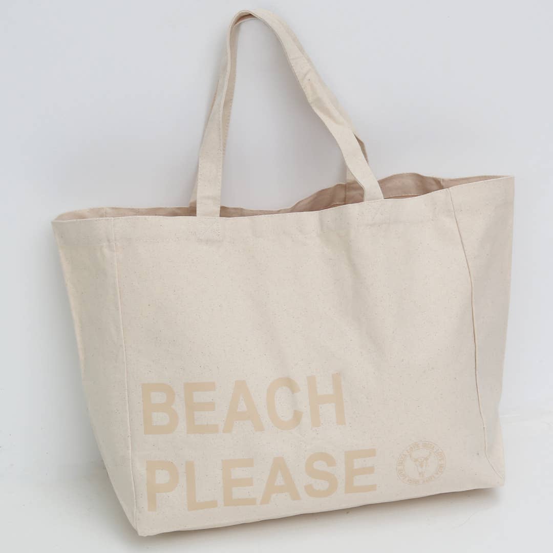 Strandtasche Beach Please aus Canvas beige